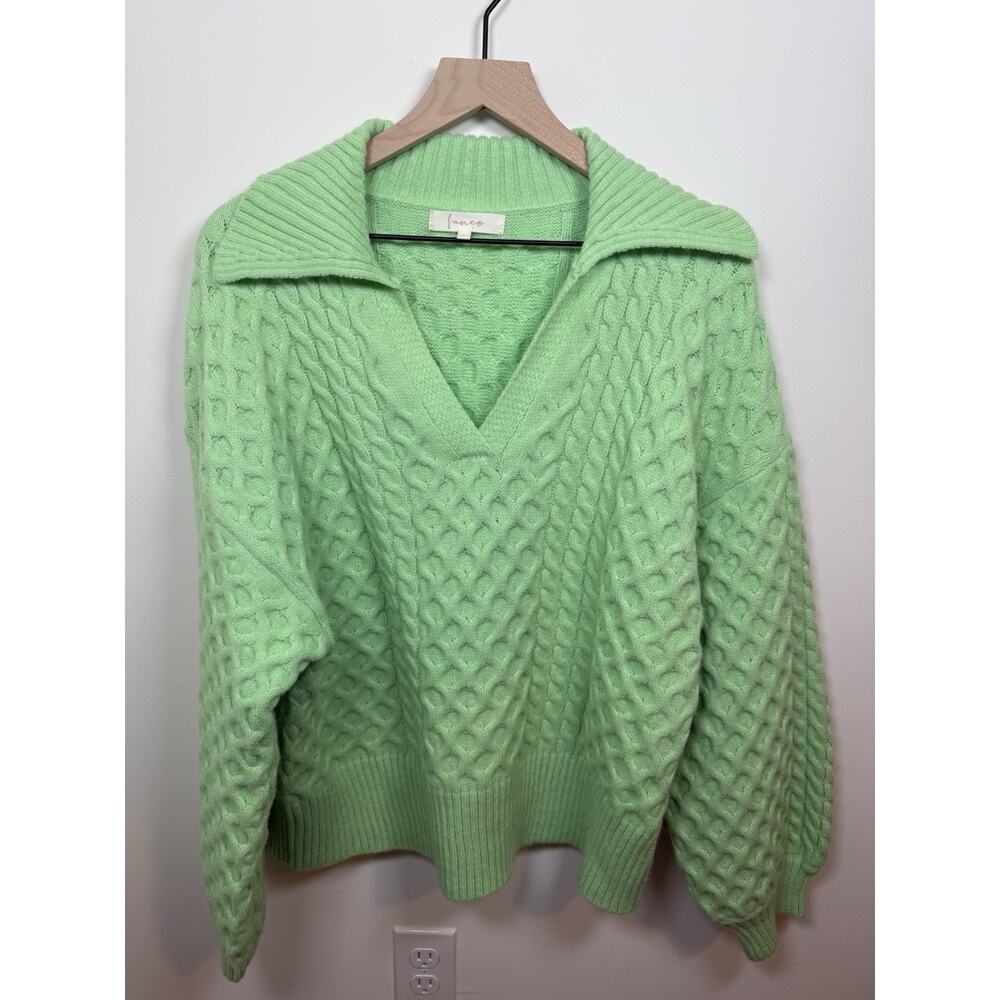 Franco Boutique Brand Women’s Large Bright Green Polo Sweater Funky Bright Fun